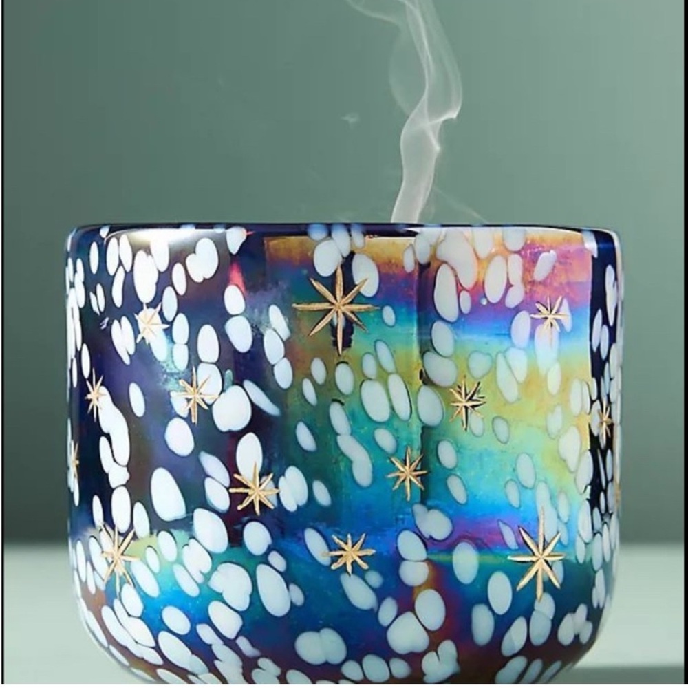 NEW ANTHROPOLOGIE Festive Woody Cedar & Cypress Gilded Glass Jar Candle LARGE